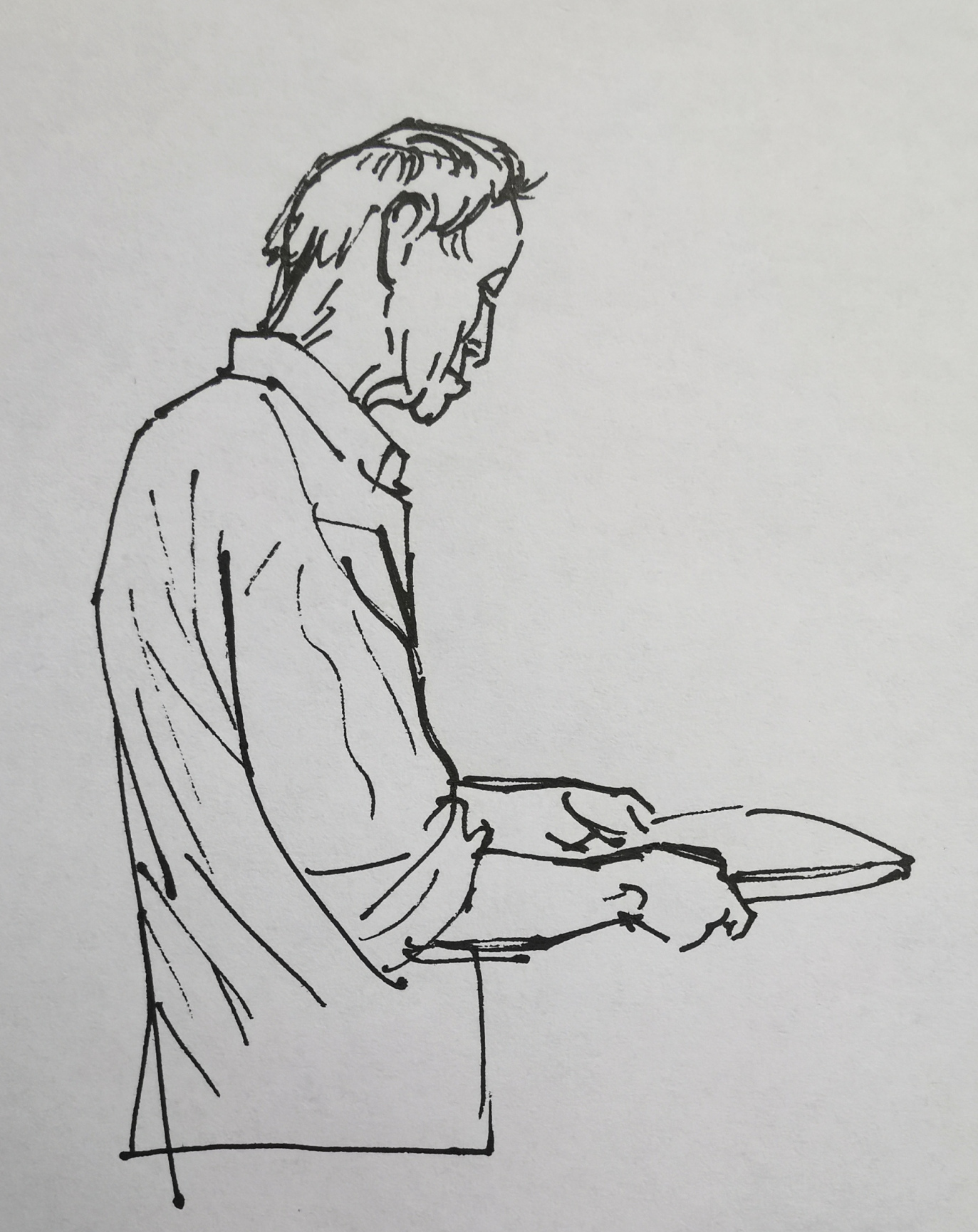 线性速写,老年人的动态